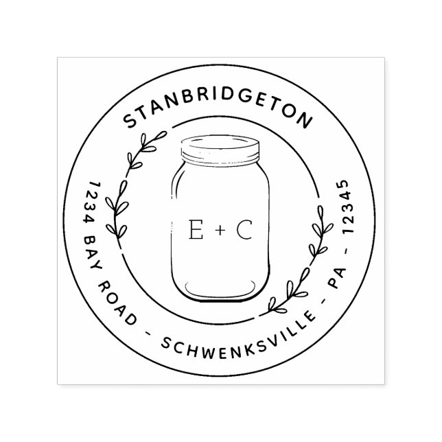 Returadressen land Personal Round Anpassningsbar  Självfärgande Stämpel (Design)