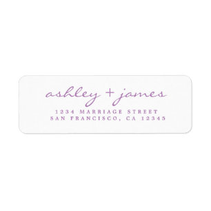 Returadressen Lavender Script Elegant bröllop Returadress Etikett