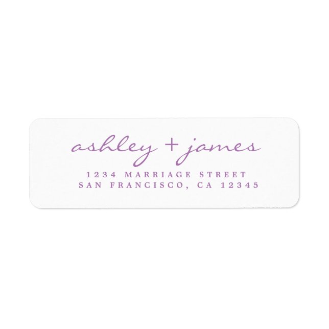 Returadressen Lavender Script Elegant bröllop Returadress Etikett (Framsidan)