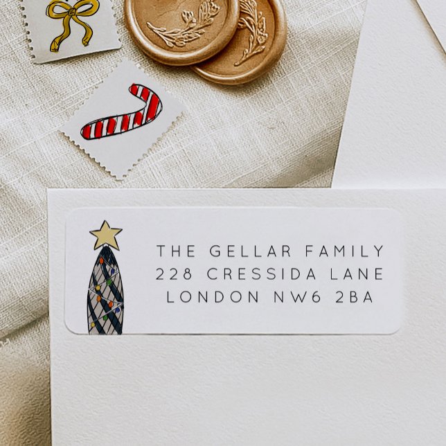 Returadressen London Gherkin Torn Julgran Returadress Etikett (London Gherkin Tower Christmas Tree Return Address Label)