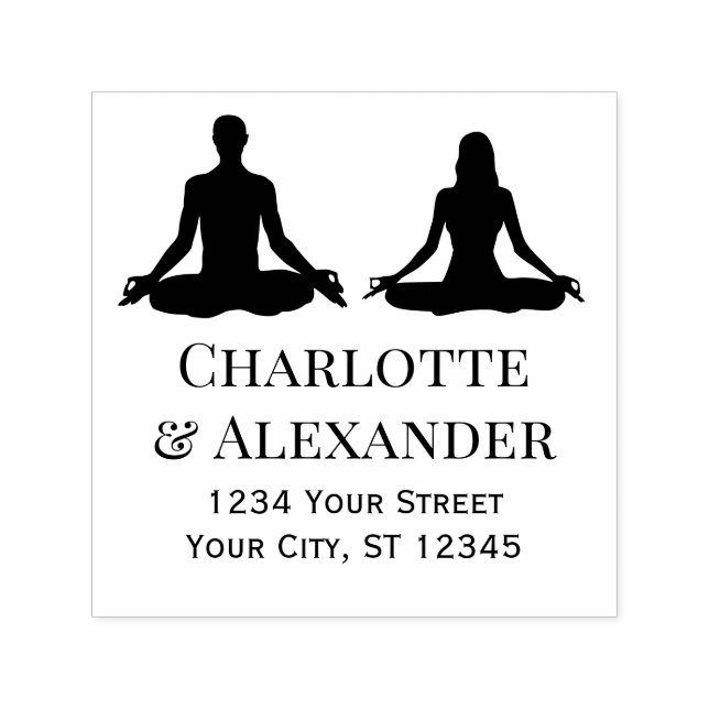 Returadressen Lotus Yoga Pose Namn Självfärgande Stämpel (Design)