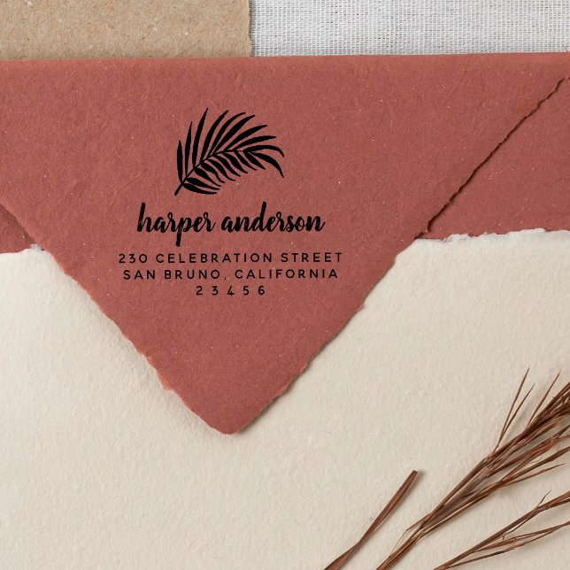 Returadressen Löv i fet Handflatan och Penselskrip Självfärgande Stämpel (Stamp Mock-up)