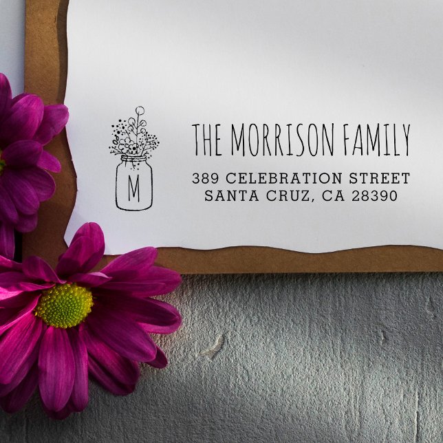 Returadressen Mason Burk Monogram Family Namn Stämpel (Skapare uppladdad)