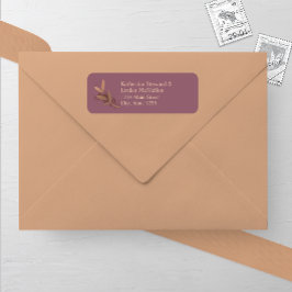 Returadressen Mauve och Bronze Fall Löv Bröllop Returadress Etikett