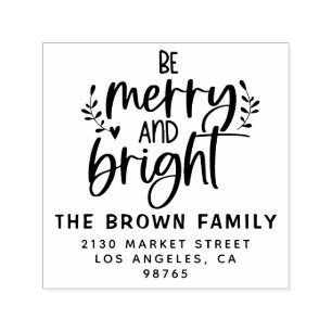 Returadressen Merry and Bright Family Namn Självfärgande Stämpel