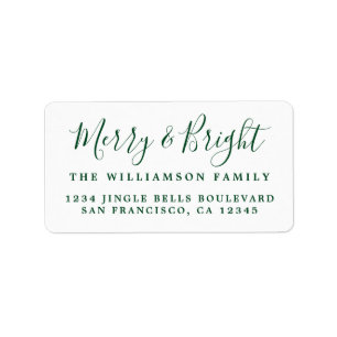 Returadressen Merry & Bright Grönt White Adressetikett
