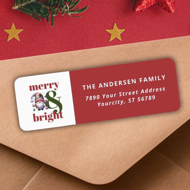 Returadressen Merry & Bright Red Bold Typography Returadress Etikett (Merry & Bright Red Bold Typography Return Address Label)