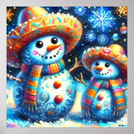 Returadressen Mexikanska folkkonst Snögubbar Snögu Poster
