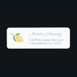 Returadressen Minimalistisk citronblåtext Returadress Etikett<br><div class="desc">Returadressetikettdesign med en enkel vattenfärgscitron med löv. Inslag som jag målat upp i vattenfärger innan det skannas in i digital form.</div>