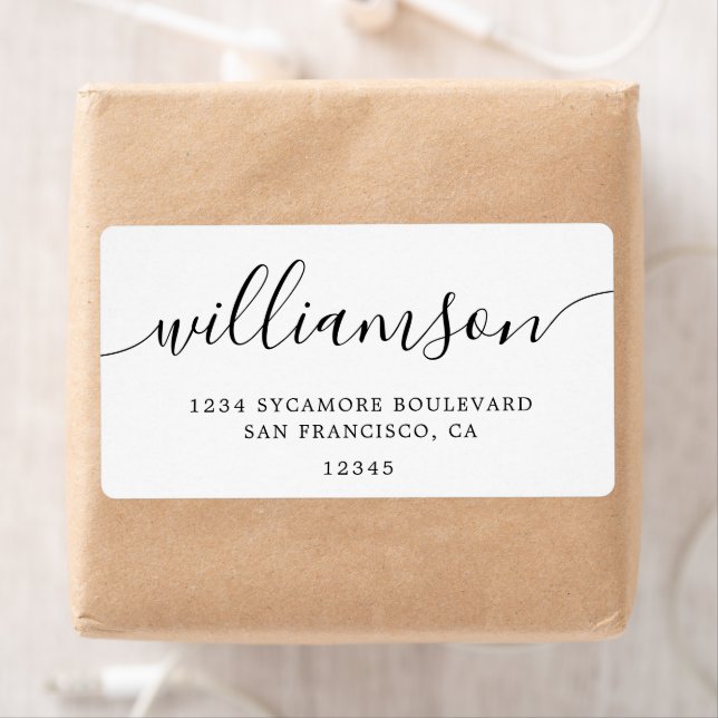 Returadressen Minimalistisk vit skriptfamilj Fraktsedel (Insitu)