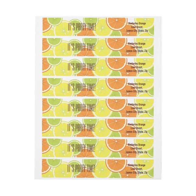 Returadressen Mint Grönt Citrus Fruit Slices Etikettband (Ark)