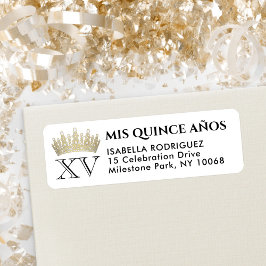Returadressen Mis XV Años Guld Quinceañera Krona Returadress Etikett