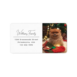 Returadressen Modern Avslappnad Script Hund Jul Adressetikett