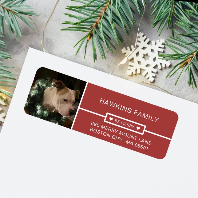 Returadressen Modern Be Merry Photos Returadress Etikett (Modern Be Merry Photos Return Address Label)