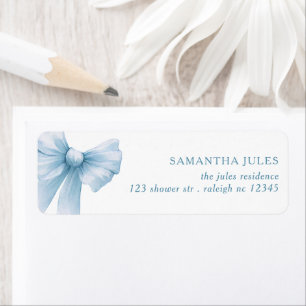 Returadressen Modern Blue Bow Baby Shower Returadress Etikett