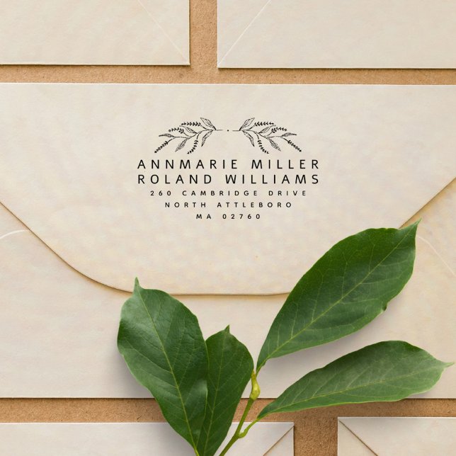Returadressen Modern botaniska två efternamn Självfärgande Stämpel (Skapare uppladdad)