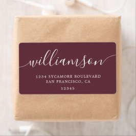 Returadressen Modern Burgundy Script-familj Fraktsedel