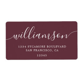 Returadressen Modern Burgundy Script-familj Fraktsedel