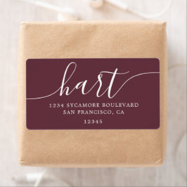 Returadressen Modern Burgundy Script-familj Fraktsedel