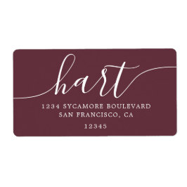 Returadressen Modern Burgundy Script-familj Fraktsedel