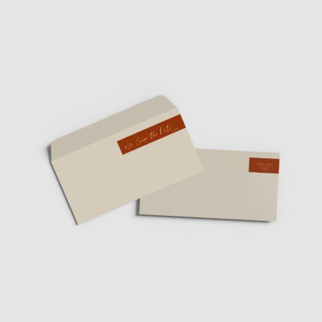 Returadressen Modern Burnt Orange Rust Bröllop Etikettband (Skapare uppladdad)