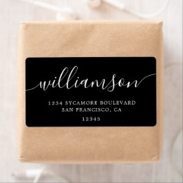 Returadressen Modern Elegant Black Script Family Fraktsedel