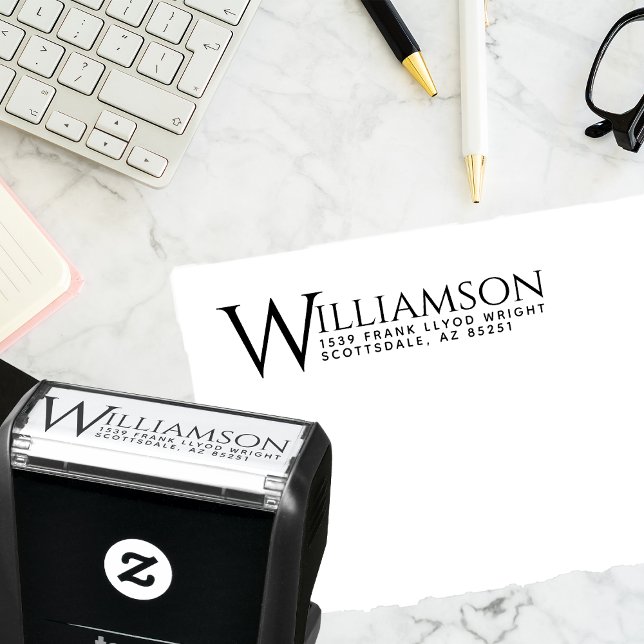 Returadressen Modern Elegant efternamn Bröllop Självfärgande Stämpel (Skapare uppladdad)