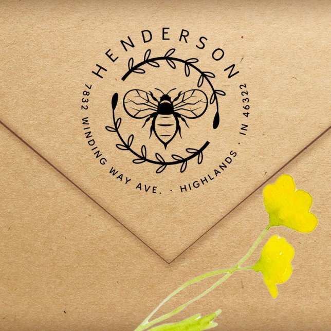 Returadressen Modern Honungsbi botaniska familjen Stämpel (Skapare uppladdad)