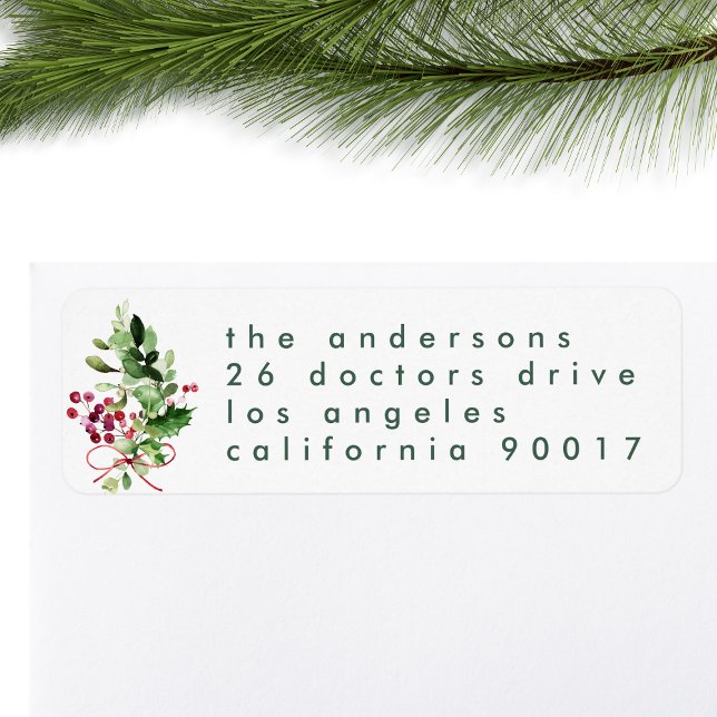 Returadressen Modern jultomte Greenery Helgdag Returadress Etikett (Skapare uppladdad)