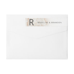 Returadressen Modern Marbles Beige Fall Monogram Etikettband