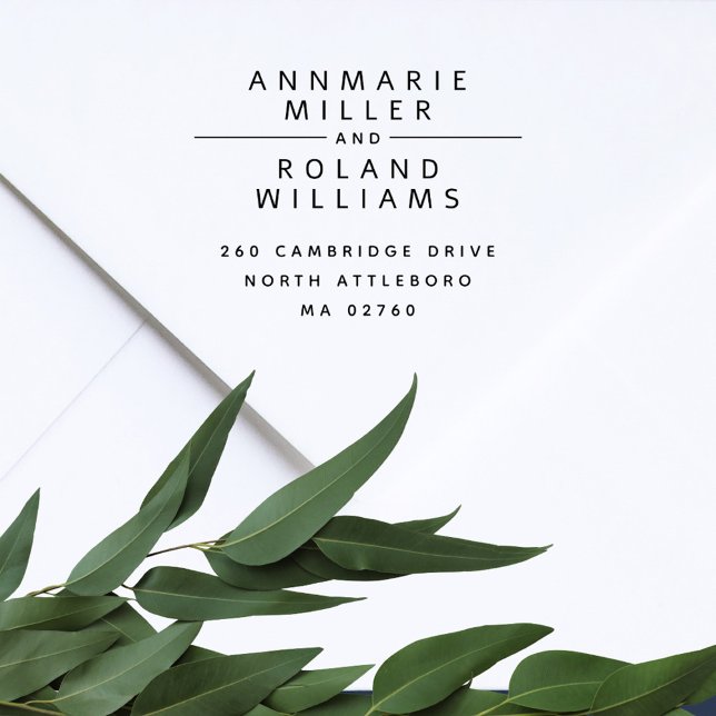 Returadressen Modern minimala två efternamn Självfärgande Stämpel (Skapare uppladdad)