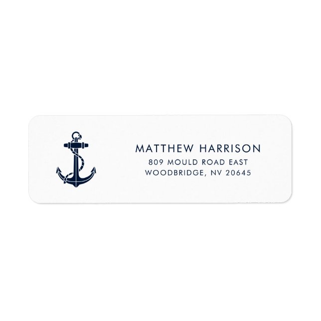 Returadressen Modern Nautical Navy Blue Anchor Returadress Etikett (Framsidan)