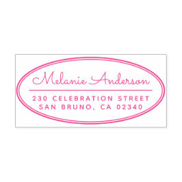 Returadressen Modern Oval Ram Cute Script Namn Självfärgande Stämpel