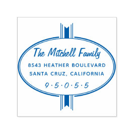 Returadressen Modern Oval Ribbon Family Namn Självfärgande Stämpel