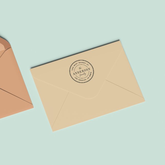 Returadressen Modern Round Logotyp Family Namn Självfärgande Stämpel (Skapare uppladdad)