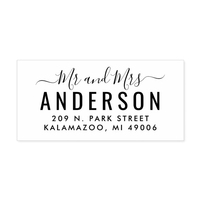 Returadressen Modern Script Bröllop Stämpel (Tryck)