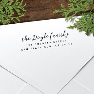Returadressen Modern Script Family Namn Självfärgande Stämpel