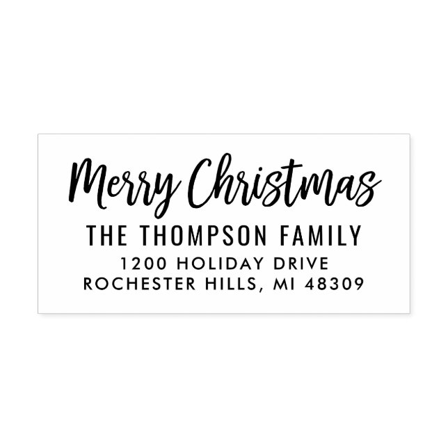 Returadressen Modern Script God jul Stämpel (Tryck)