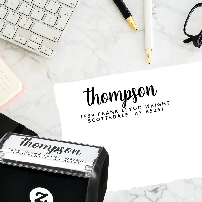 Returadressen Modern Snyggt Script Bröllop Självfärgande Stämpel (Skapare uppladdad)