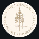 Returadressen Modern Träd Forest Rustic Bröllop Runt Klistermärke<br><div class="desc">Modern Träd Forest Rustic Bröllop Return-adressetikett Oavsett om du gifter sig i din hemstad eller säger "Jag gör" mot bakgrund av en mystisk skog blandar vår samling i bröllop sömlöst elegans och minimalism för att ange tonen för din speciella dag. Anpassningsalternativen är tillgängliga för att se till att dina utformningar...</div>