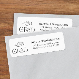 Returadressen Modern Typography Grad Cap Returadress Etikett