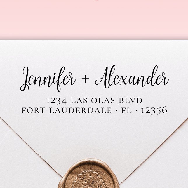 Returadressen Modern Typography Script Bröllop Självfärgande Stämpel (Skapare uppladdad)