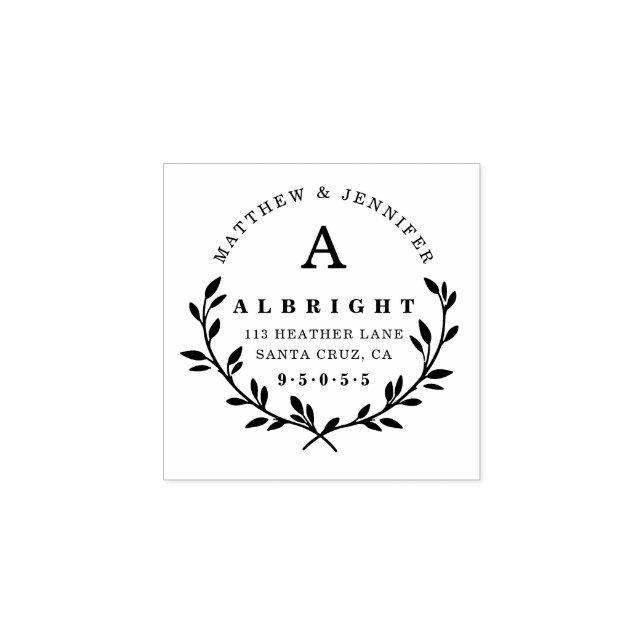 Returadressen Monogram & Elegant Script Stämpel (Tryck)