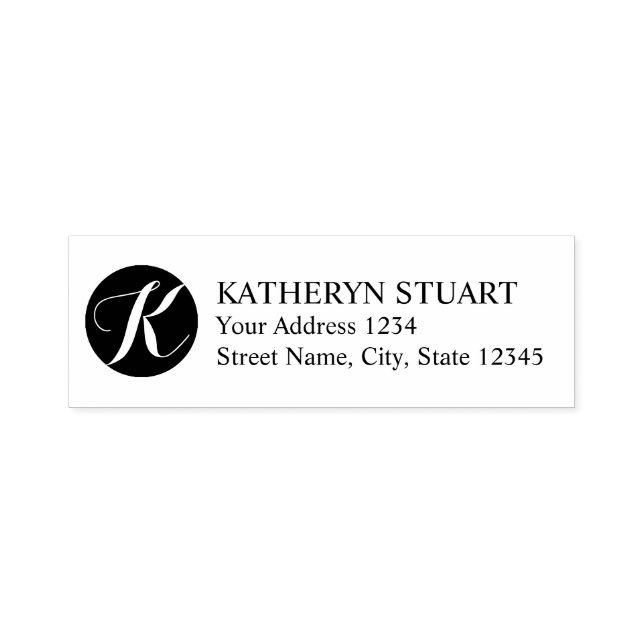 Returadressen Monogram för elegant-skript Självfärgande Stämpel (Design)