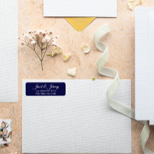 Returadressen Namn Bröllop i marinblå, stiliserad