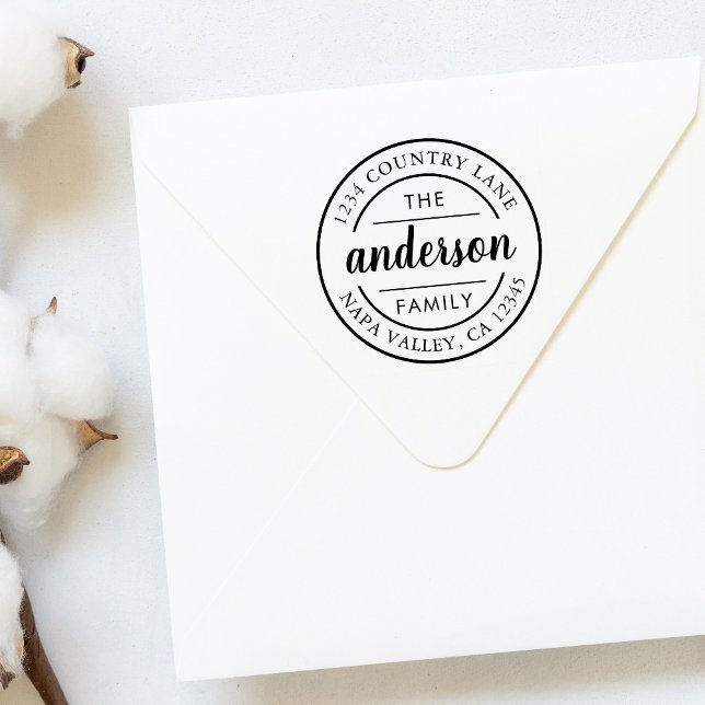 Returadressen Namn för anpassningsbar i skriptfami Självfärgande Stämpel (Skapare uppladdad)