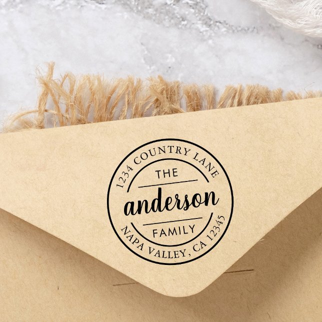 Returadressen Namn för anpassningsbar i skriptfami Självfärgande Stämpel (Skapare uppladdad)