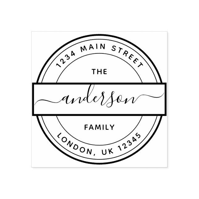 Returadressen Namn för anpassningsbar i skriptfami Stämpel (Tryck)