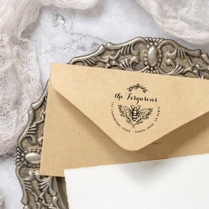 Returadressen Namn för honungsbee Rustic Script-fa Stämpel