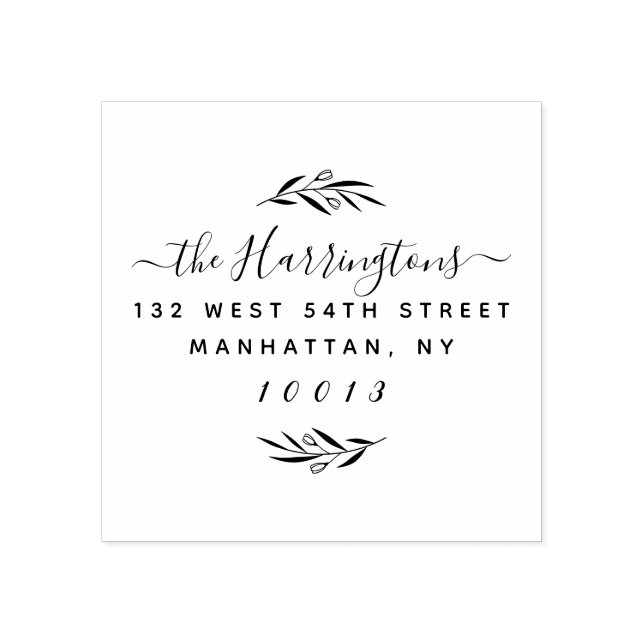 Returadressen Namn för Rustic Script Anpassningsba Stämpel (Tryck)